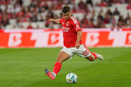 Samuel Dahl of SL Benfica in action during the UEFA Europa League Play-Offs 1st leg football match between SL Benfica and Aarhus GF at Estadio da Luz. Final score: SL Benfica 3:1 AGF Aarhus