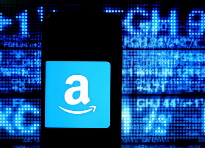 In this photo illustration an American multinational technology company Amazon logo displayed on a smartphone.