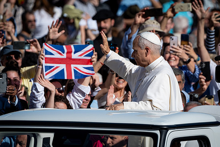 Pope Leo XIV leaves at the end of Mass on the Jubilee of the World of Education on the Solemnity of All Saints, at St. Peter's Square.