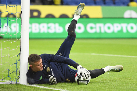 Goalkeeper Yevgeny Latyshonok (12) of Russian national football team in action during a friendly match between the national teams of Russia and Grenada at the VTB Arena stadium. Final score Russia 5 : 0 Grenada.