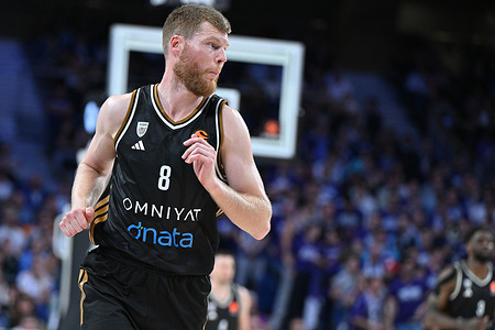 Davis Bertans of Dubai Basketball during the Turkish Airlines EuroLeague game between Real Madrid and Dubai Basketball at the Movistar Arena Real Madrid victory 107-93