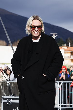 Jamie Campbell Bower is seen arriving at Como Fun fair for a meet and greet with the fans in Milan.