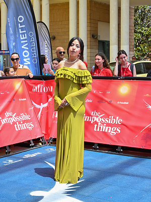 Sabrine El Mayel attends the Giffoni Film Festival 2026 at Blue Carpet photocall.