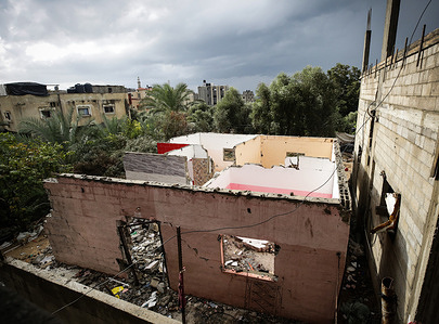 A bombed building seen after the war in Gaza.