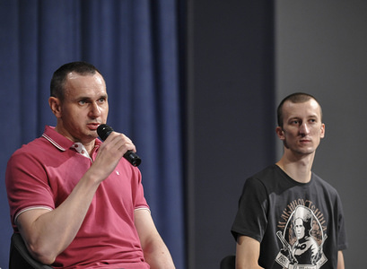 Film director, Oleg Sentsov (L) and Crimean activist, Oleksandr Kolchenko (R), former prisoners during a press conference in Kiev. The exchange of prisoners between Ukraine and Russia took place on 07 September 2019.