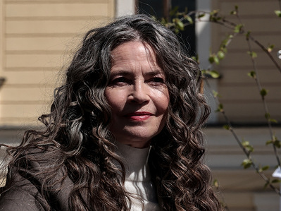 Movie actress, Lidia Popiel seen during Mastercards OFF Camera film festival in Krakow city centre.