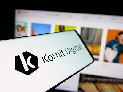 In this photo illustration, a smartphone with the logo of printing company Kornit Digital Ltd. is seen on screen in front of website.