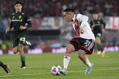 Ezequiel Barco of River Plate in action during the Liga Profesional 2023 match between River Plate and Defensa y Justicia at Estadio Mas Monumental Antonio Vespucio Liberti. Final score; River Plate 1:0 Defensa y Justicia.