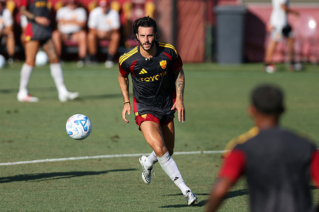 Mario Hermoso (Defender) of AS Roma seen in action during the friendly test-match between AS Roma and Trastevere at the Campo Testaccio, Sport Centre Fulvio Bernardini of Trigoria. AS Roma 6 - 0 Trastevere
