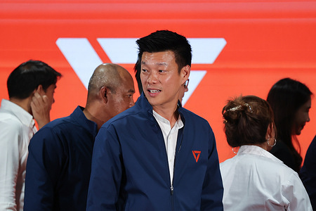 People's Party leader and prime ministerial candidate Natthaphong Ruengpanyawut, speaks at his party's headquarters while conceding defeat in Thailand's general election.