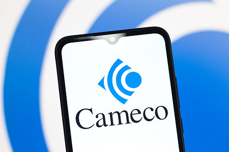 In this photo illustration, the Cameco Corporation logo is seen displayed on a smartphone screen.