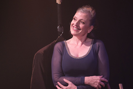 Actress María Villarroya performs during the presentation of "SOLO IDA" at the Luchana theater in Madrid.