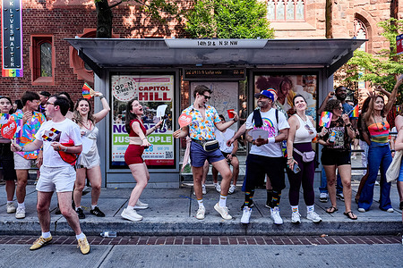 People dance at the WorldPride Parade. Washington hosted WorldPride 2025 and faced challenges due to President Trump's anti-trans policies, which included boycotts from some countries.