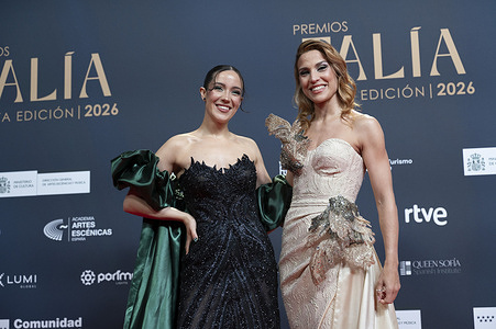 Cristina Llorente and Cristina Sanchez during the red carpet of the Talia Awards of the Academy of Performing Arts at the Teatro Canal, on May 18, 2026, in Madrid, Spain.