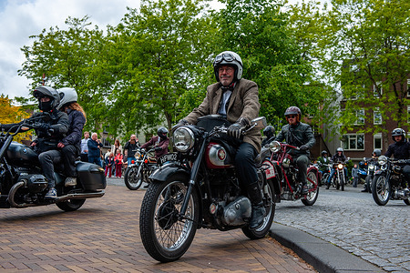 The riders are seen leaving the staging area during The Distinguished Gentleman’s Ride. The Distinguished Gentleman’s Ride, a vintage-style motorcycle ride, was organized in the city to raise funds for prostate cancer research and men’s mental health. In Nijmegen, 259 motorcycle riders raised around 32,000€ (34700 USD).
