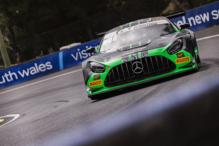 The 222 Scott Taylor Motorsport Mercedes-AMG GT3 EVO driven by Cameron Waters seen during practice session 1 for the Bathurst 12 Hour race at Mount Panorama.