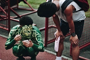 Marikina Sports Center,Marikina,NCR,Philippines, Marikina, NCR, Philippines - 11/12/2017: All by his own, a man painted his self for his character portrayal as an antagonist of their performance.The Biggest Annual Philippine Rehiyon-Rehiyon Festival was once again celebrated this month with the theme “Unity In Diversity” which the main goal is to unite all individuals coming from different region in the nation. The festival showcases the diverse culture and attitudes of Filipinos around the country to bond as one in a big dance celebration. It serves as a tribute to local groups/community who came from other regions of the country and choose to stay and settle in the city.