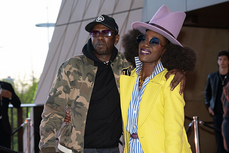 L-R Treble T Rampage & Elisabeth Troy seen attending press night for " The Music is Black; A British Story" " The Music is Black; A British Story" Exhibition at the new V&A East Museum in Londons Olympic Park celebrity arrivals at press night preview before public opening on April 18th.