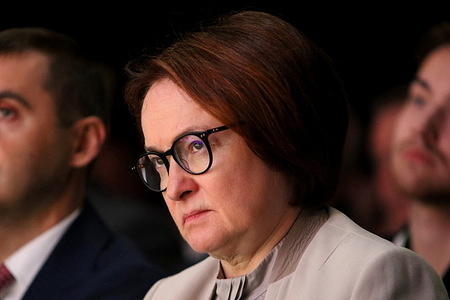 Elvira Nabiullina, Chairman of the Central Bank of the Russian Federation, during the session Artificial intelligence: approaches to regulation of the Financial Congress of the Bank of Russia in Saint Petersburg, Russia.