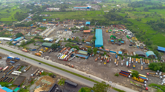 (EDITOR'S NOTE: Image taken with drone)
Trade trucks are seen parked along NH33. Commercial trucks transport goods across the country, highlighting the expansion of internal trade and logistics networks. The movement and organization of these freight vehicles support domestic commerce, supply chains, and regional economic activity, reflecting the nation’s growing role in internal trade.