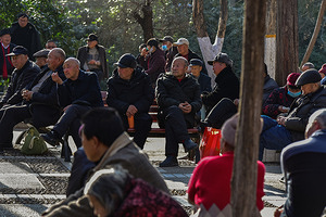 SOPA Images - Gallery - Old people are sunbathing in Lindai Road Park ...