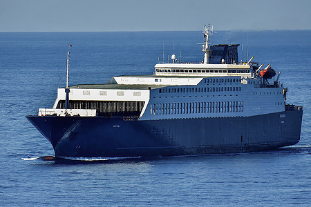 The ro-ro passenger ship Napoli arrives at the French Mediterranean port of Marseille.