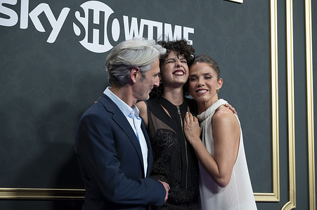Ernesto Alteiro, Juana Acosta and Lola Alterio attend the premiere of "The Tribute" at the Círculo de Bellas Artes.