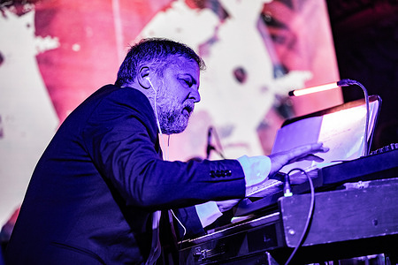 Massimo Martellotta of Calibro 35 performs during their concert at Chiesa di San Carlo. The 11th edition of the Documentaries, Investigations, Journalism (DIG) International Festival of Investigative Journalism will take place from 24 to 28 September 2025.