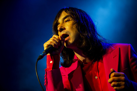 Bobby Gillespie from the Scottish band Primal Scream seen performing live with Simone Butler (not pictured) at Hard Club.