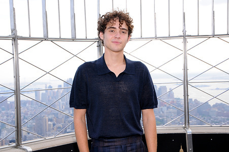 Actor Joshua Bassett visits The Empire State Building to promote season 3 of High School Musical: The Musical: The Series, in New York City.