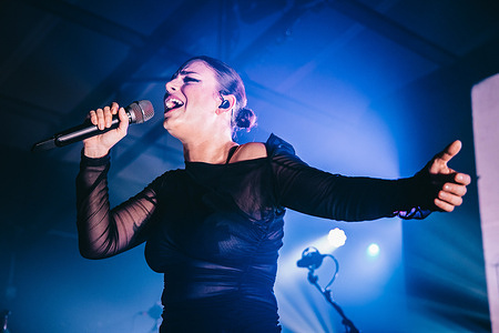 Emma Marrone performs on stage at Largo Venue in Rome during her tour "Souvenir In Da Club".