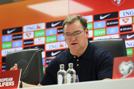 Coach Jan Urban of Poland seen during a press conference after the Netherlands Vs Poland match during European Qualifiers World Cup 2026 at De Kuip.