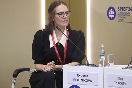 Evgenia Plotnikova, Founder, NFT CONF Ed Community, attends a session on Russias Cyber Future in the framework of the St. Petersburg International Economic Forum 2024 (SPIEF 2024).