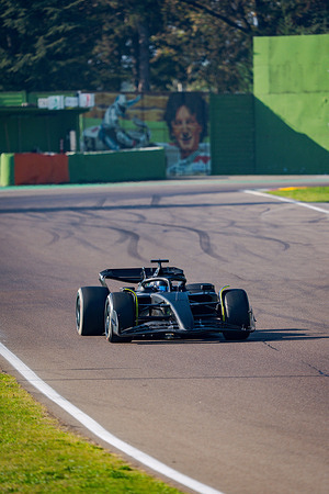 Cadillac F1Team's Mexican driver Sergio Perez, testing Ferrari SF23 at the Enzo e Dino Ferrari International Circuit.
