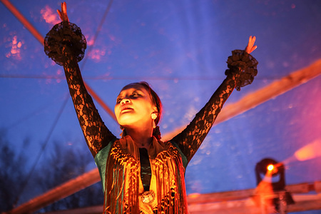Flamenco performance with Carina Yaoy Can Wang knows as The Gypsy Of Pekin seen during the Chinese New Year celebration.
The Chinese community and Chinese officials of Madrid joins the festivities in this fifth edition of the celebration of the Chinese New Year, year of the pig in the neighborhood along with multiple activities organized by the Embassy of the People's Republic of China and the Culture and Sports Area of the Madrid City Council.