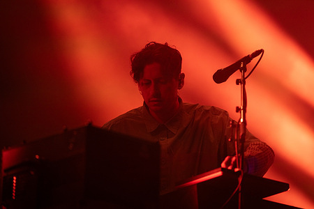 Joshua Mainnie, aka Barry Can't Swim dj and music producer from Scotland performs live on stage during the second day of the Rock en Seine music festival 2025 at the Domaine National Parc de Saint-Cloud.