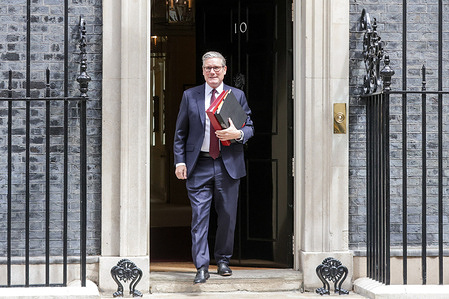 Prime Minister Sir Keir Starmer departs from Number 10 Downing Street in London to attend Prime Minister's Questions (PMQs) in House of Commons.