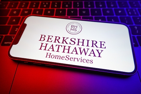 In this photo illustration, a Berkshire Hathaway logo seen displayed on a smartphone screen.