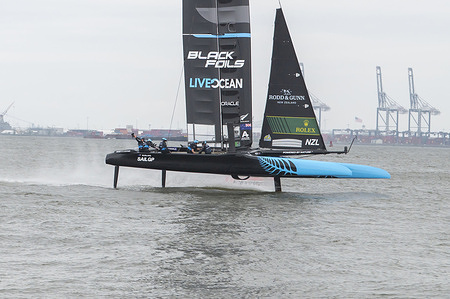 Team New Zealand Black Foils SailGP takes second place in The Final on Day 2 of the Mubadala New York Sail Grand Prix at New York Harbor.