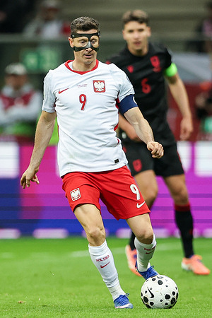 Robert Lewandowski of Poland seen in action during the European World Cup Qualifiers 2026 football match between Poland and Albania at PEG Narodowy Stadium (Warsaw). Final score; Poland 2:1 Albania.