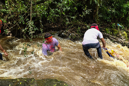 Devotees immerse an idol of Lord Ganesha in River Njoro during the Ganesh Chaturthi festival in Nakuru. Devotees believe praying to Lord Ganesha brings them happiness, wisdom, and prosperity.