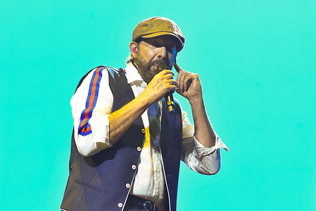 Singer Juan Luis Guerra performs during the concert at the Movistar Arena.