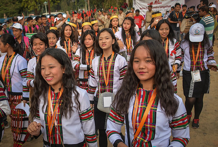 Young participants from different states of Northeast India seen walking during a festival of the occasion of the 6th North East Youth in Agartala, capital of the Northeastern state of Tripura. This year, youth affairs and sports department organized the event.