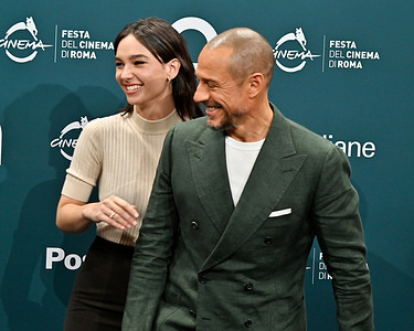 Matilda De Angelis and Stefano Accorsi attend a photocall for “La Lezione” at the 2025 Rome Film Festival.