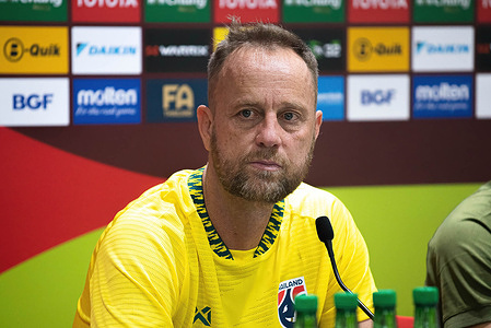 Alexandre Poelking, Head coach of Thailand national football team attends a press conference at Rajamangala National Stadium in Bangkok. Thailand will play against China in a FIFA World Cup 2026 Qualifiers match on 16 November at Rajamangala National Stadium in Bangkok.