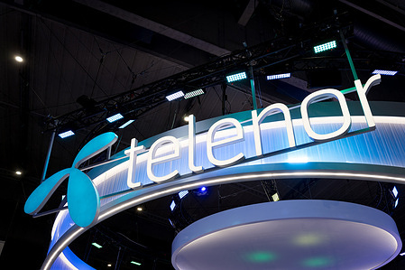 The logo of the telco company Telenor is seen at the Mobile World Congress 2026 (MWC) at the Fira de Barcelona. The GSMA Mobile World Congress one of the most important technology and communications trade shows worldwide, held annually in Barcelona, with the biggest technology and mobile companies from all over the world presenting their latest products.