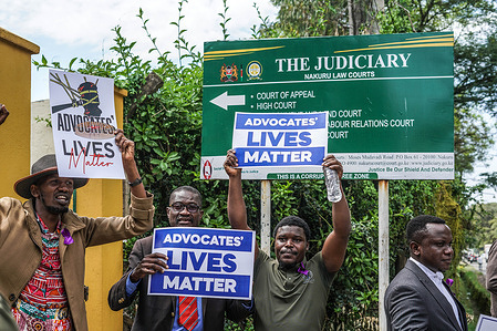 Members of legal fraternity march while holding placards during a protest to condemn the brutal murder of their colleague, Mathew Kyalo Mbobu, who was shot dead by gunmen on a motorcycle along Magadi Road in Nairobi while driving home. Detectives are pursuing leads, including CCTV footage, phone records, and spent cartridges recovered at the scene where Nairobi Lawyer Mathew Kyalo Mbobu was murdered.