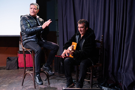 Jere Salazar and Taino Salazar of the group Los Chunguitos seen during the presentation of the 50+1 concert tour at the Berlin cafe in Madrid.