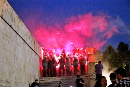 Skirmishes between Greek riot police and some of the demonstrators with the police using tear gas to disperse the crowd.
Big Demonstration in Syntagma as Greeks demand from the parliament to not vote yes at an agreement about the Macedonia Naming Dispute.