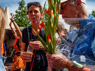 Participants carried gladiolus. The International Four Days Marches (in Dutch 'De Vierdaagse') is the world’s biggest multi-day walking event, with around 47.000 participants (including the Armed Forces from other countries).
